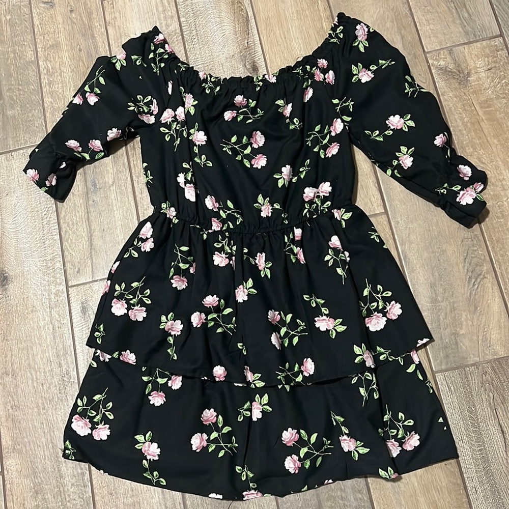 Black floral summer dress